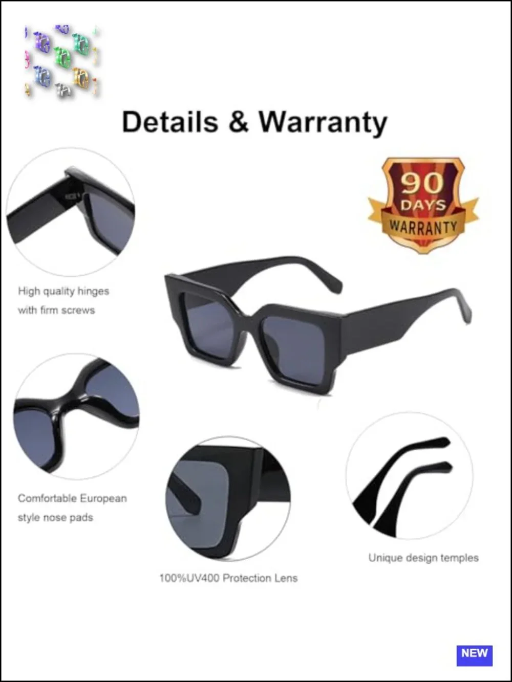 Oversized Square Sunglasses for Women - UV400 Protection, Stylish & Durable